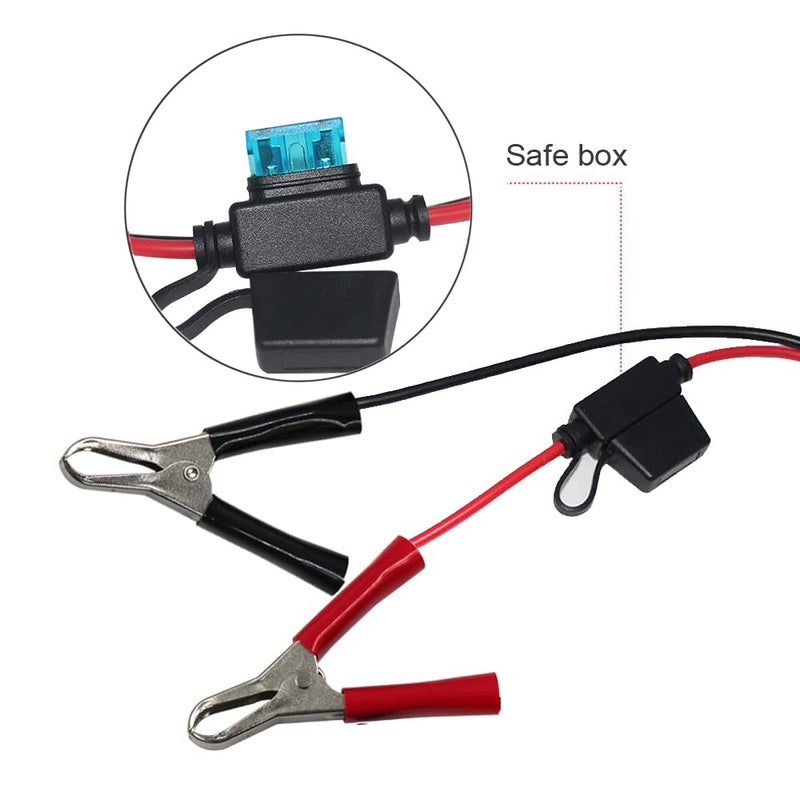 SPARKING 5FT 12V Female Car Cigarette Lighter Socket Extension Cord with Battery Alligator Clips Car Battery Clip-on Extension Cable, 15A Fuse (5FT) - Image 5